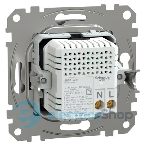 USB-розетка тип A+C 21 Вт. Sedna Design SE SDD113405, алюминий