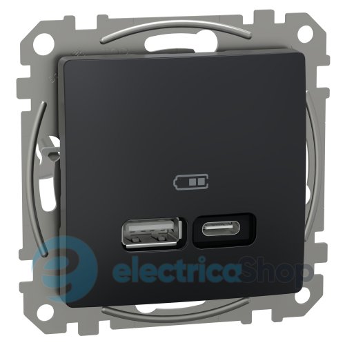 USB-розетка тип A+C 21 Вт. Sedna Design SE SDD114405, черный