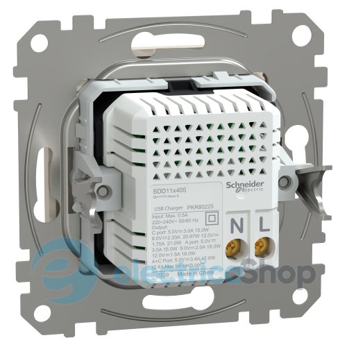 USB-розетка тип A+C 21 Вт. Sedna Design SE SDD114405, черный