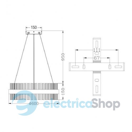 Подвесной светильник LUMINARIA SOFIA 120W R CHROME/CLEAR 600/1000 APP 220V IP20 с пультом ДУ