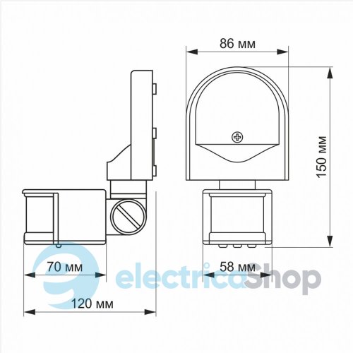 Датчик руху та освітленості 180гр, 2-12 метра, VIDEX VL-SPW02W 220V/1200W інфрачервоний, білий