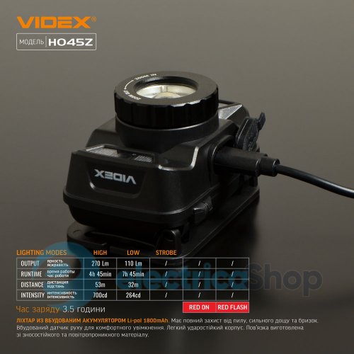 Налобний світлодіодний ліхтарик VIDEX VLF-H045Z 270Lm 5000K