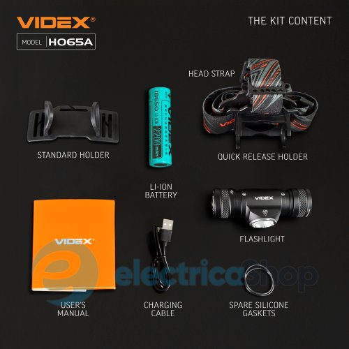 Налобний світлодіодний ліхтарик VIDEX VLF-H065A 1200Lm 5000K (27213)