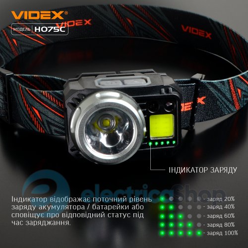 Налобний світлодіодний ліхтарик VIDEX VLF-H075C 550Lm 5000K (27298)