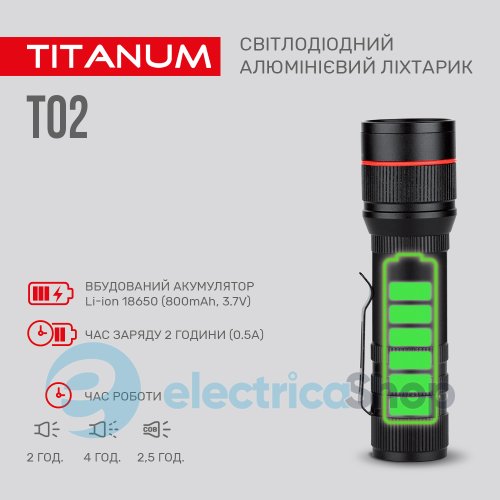 Портативний світлодіодний ліхтарик TITANUM TLF-T02 200Lm 6500K (27317)