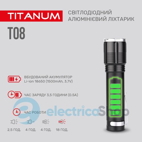 Портативний світлодіодний ліхтарик TITANUM TLF-T08 700Lm 6500K (27323)