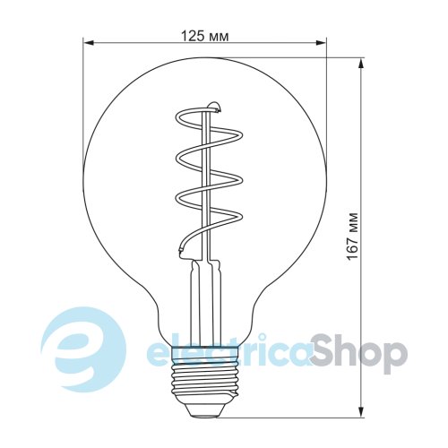 Светодиодная лампа VIDEX Filament G125FASD 5W E27 2200K димерна бронза