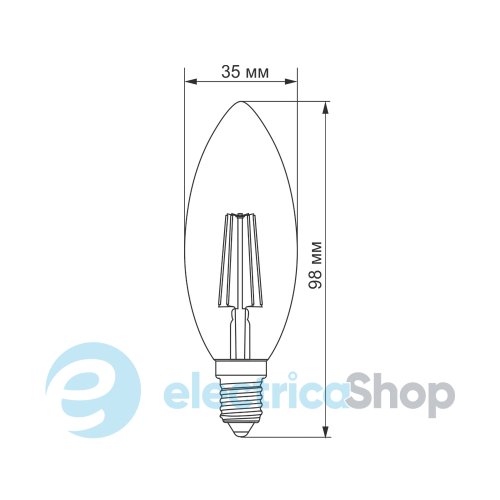 Светодиодная лампа TITANUM Filament C37 4W E14 4100K