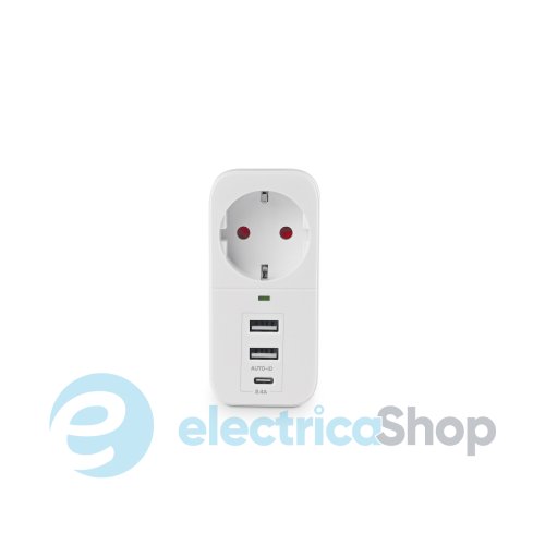 Мережевий адаптер VIDEX ONCORD з/з 1п 2.4A 2USB+USB-C White (27697)