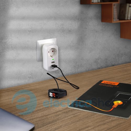 Мережевий адаптер VIDEX ONCORD з/з 1п 2.4A 2USB+USB-C White (27697)