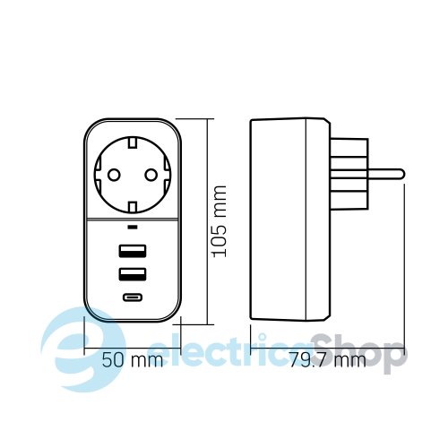 Мережевий адаптер VIDEX ONCORD з/з 1п 2.4A 2USB+USB-C White (27697)
