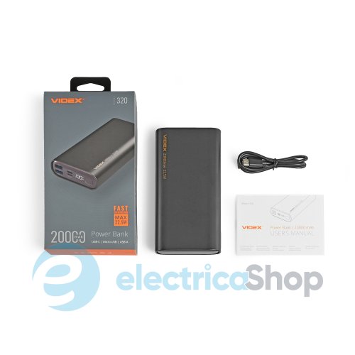 Повербанк 20000mAh VIDEX VPB-320 22.5W Black