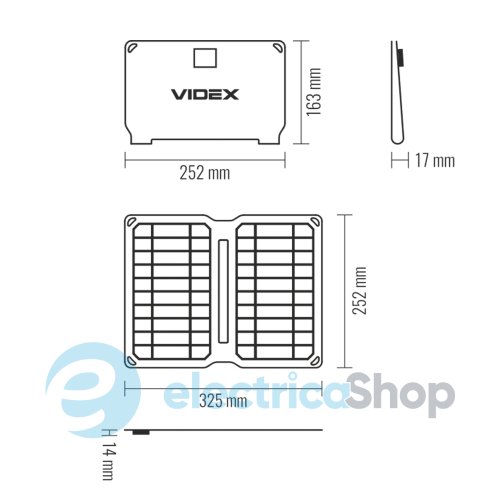 Портативний зарядний пристрій сонячна панель VIDEX VSO-F510U 10W