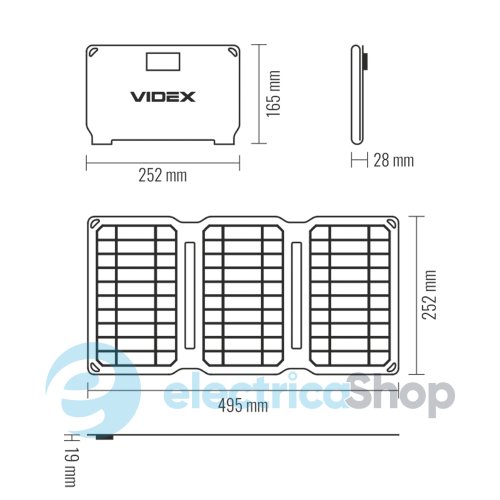 Портативное зарядное устройство солнечная панель VIDEX VSO-F515UU 15W