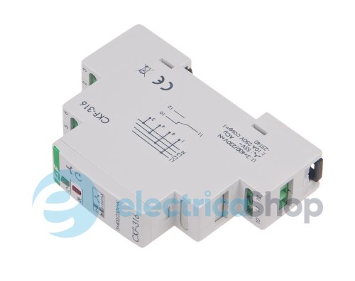 Реле чергування та пропадання фаз 1ПК/10А, 3x400V+N, F&F CKF-316, монтаж на DIN-рейку
