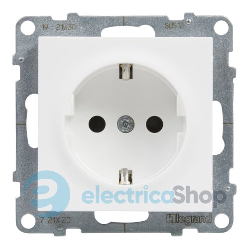 Розетка с з/к и шторками (пружин.клеммы) 16А/250V для серии SUNO Legrand 721120 белый