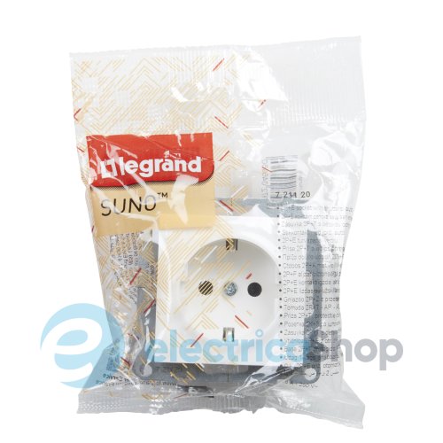 Розетка с з/к и шторками (пружин.клеммы) 16А/250V для серии SUNO Legrand 721120 белый