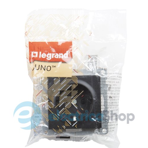 Розетка с з/к и шторками (пружин.клеммы) 16А/250V для серии SUNO Legrand 721420 черный