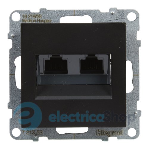Розетка компьютерная 2-я RJ45 CAT6/UTP для серии SUNO Legrand 721453 черный