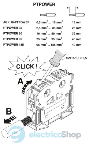 Проходная клемма, DIN, PTPOWER 185 P Phoenix Contact 1054725