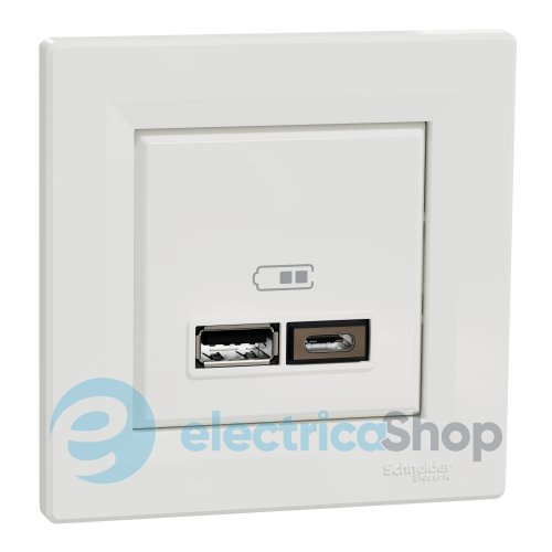 Розетка USB тип A+C 21 Вт Asfora (EPH2700521 біла)