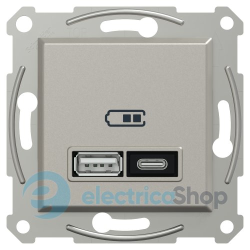 Розетка USB тип A+C 21 Вт Asfora EPH2700569 бронза