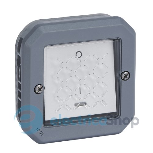 Выключатель 1-кл. 2-пол. 16А/250В с индикацией мех-м. Legrand Plexo New 069528L цвет серый