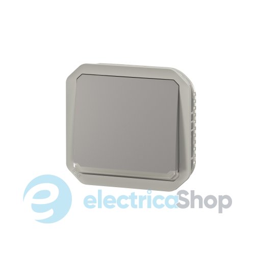 Кнопка с подсв. 1-кл. 10А/250В с перем. мех-м. Legrand Plexo New 069536L серый цвет
