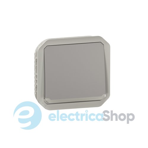 Кнопка с подсв. 1-кл. 10А/250В с перем. мех-м. Legrand Plexo New 069536L серый цвет