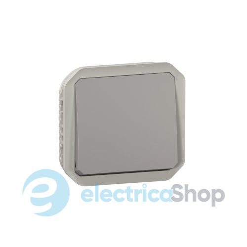 Кнопка 1-кл. 10А/250В з перем. мех-м. Legrand Plexo New 069541L колір сірий