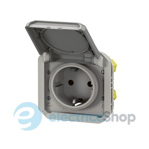 Розетка 2К+З 16А/250В з автом. клем. мех-м. Legrand Plexo New 069570L колір сірий