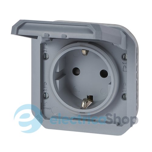 Розетка 2К+З 16А/250В з гвин. клем. мех-м. Legrand Plexo New 069571L колір сірий
