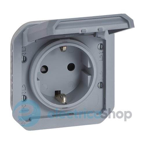 Розетка 2К+З 16А/250В з гвин. клем. мех-м. Legrand Plexo New 069571L колір сірий