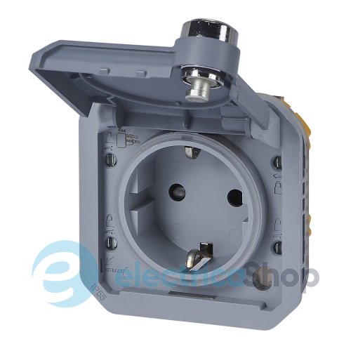 Розетка 2К+З 16А/250В с замком мех-м. Legrand Plexo New 069574L серый цвет