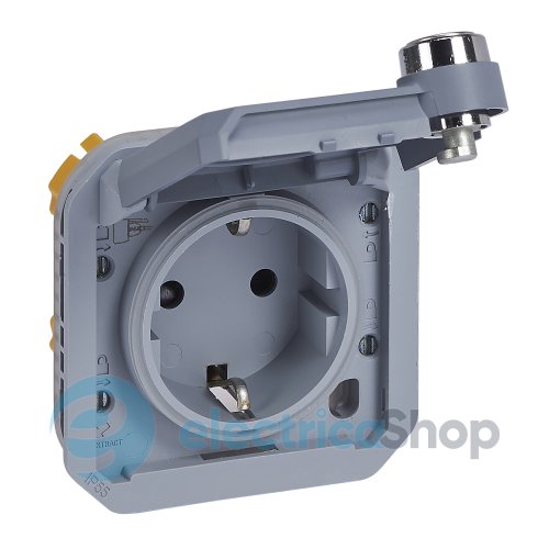 Розетка 2К+З 16А/250В с замком мех-м. Legrand Plexo New 069574L серый цвет