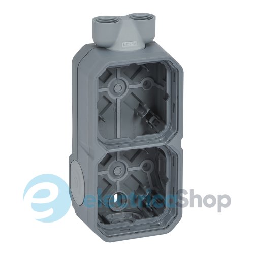 Коробка накл. 2-пост. с двойным вводом ISO20 Legrand Plexo New 069668L цвет серый