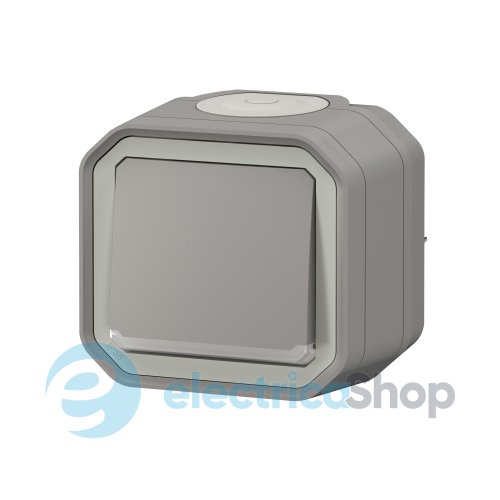 Перемикач з підсв. 1-кл. 10А/250В накл. Legrand Plexo New 069713L колір сірий