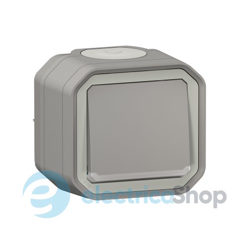 Перемикач з підсв. 1-кл. 10А/250В накл. Legrand Plexo New 069713L колір сірий