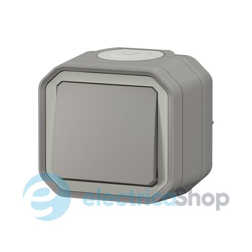 Кнопка 1-кл. 10А/250В з НВ конт. накл. Legrand Plexo New 069720L колір сірий