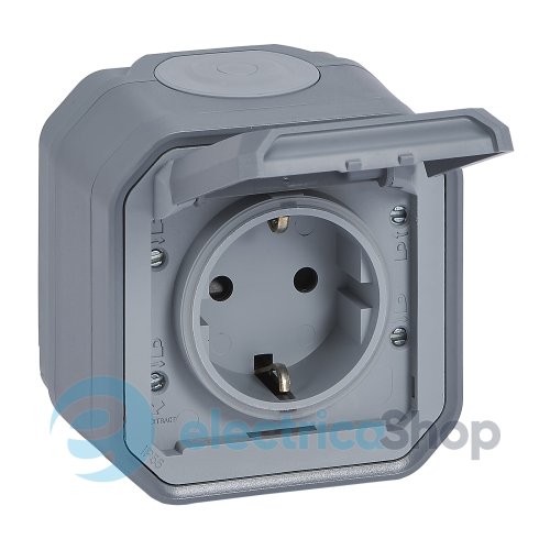 Розетка 2К+З 16А/250В из вин. клемм. накл. Legrand Plexo New 069733L серый цвет