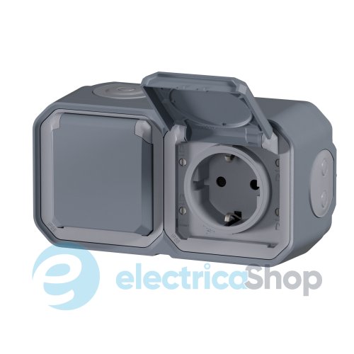Розетка 2х2К+З 16А/250В накл. гориз. Legrand Plexo New 069742L серый цвет
