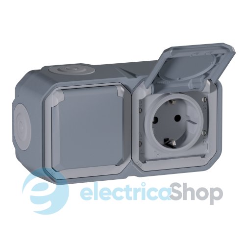 Розетка 2х2К+З 16А/250В накл. гориз. Legrand Plexo New 069742L серый цвет