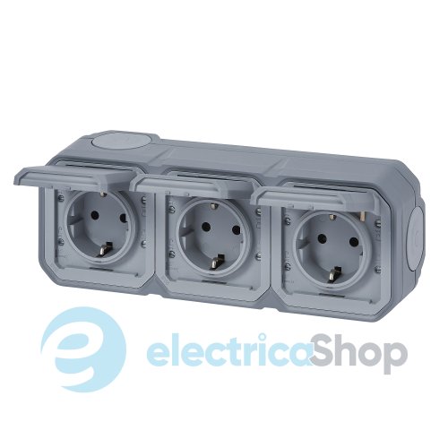 Розетка 3х2К+З 16А/250В накл. гориз. Legrand Plexo New 069743L цвет серый