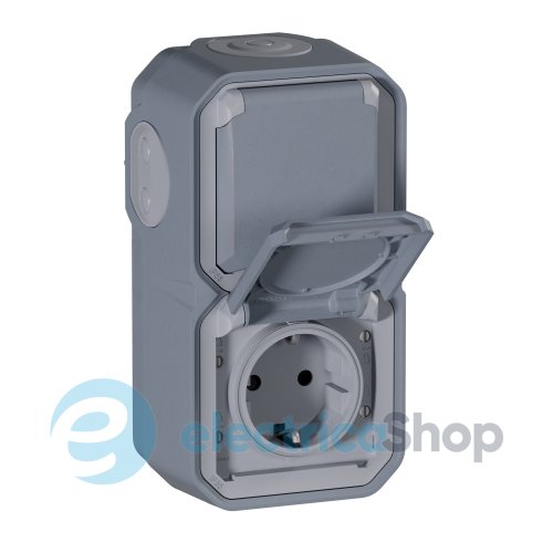 Розетка 2х2К+З 16А/250В накл. верт. Legrand Plexo New 069744L серый цвет