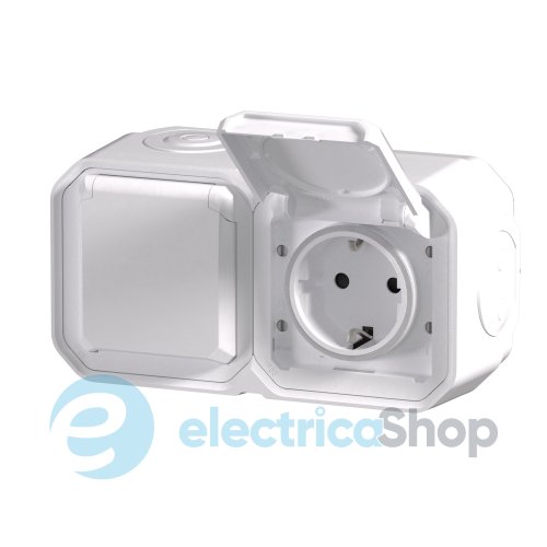 Розетка 2х2К+З 16А/250В наклад. гориз. Legrand Plexo New 069772L колір білий