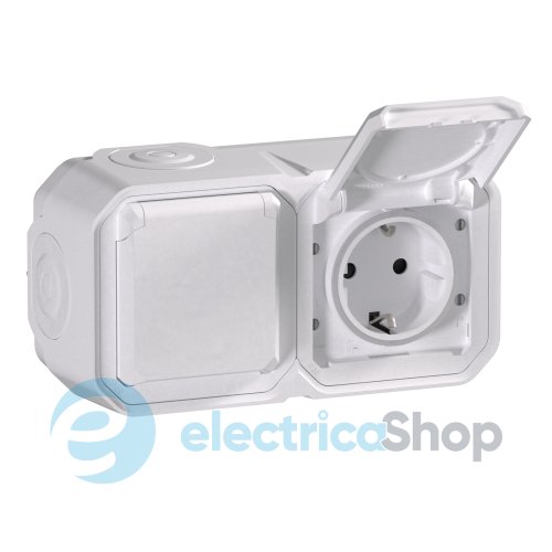 Розетка 2х2К+З 16А/250В наклад. гориз. Legrand Plexo New 069772L колір білий