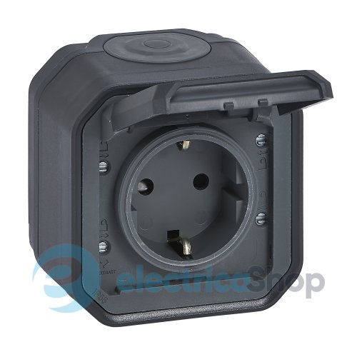 Розетка 2К+З 16А/250В из вин. клемм. накл. Legrand Plexo New 069783L цвет антрацит