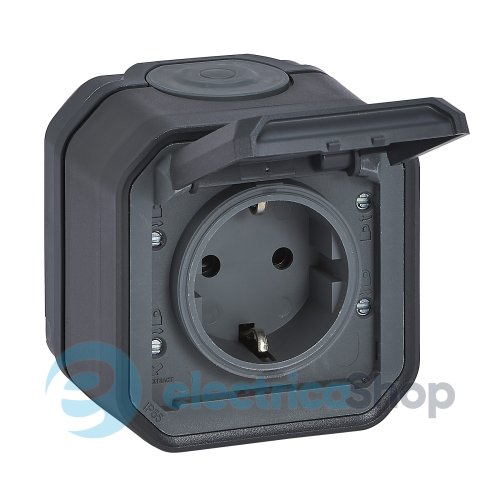 Розетка 2К+З 16А/250В з автом. клем. накл. Legrand Plexo New 069799L колір антрацит