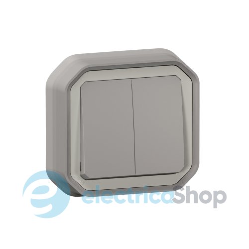 Переключатель/кнопка 2-кл. 10А/250В встр. Legrand Plexo New 069815L серый цвет