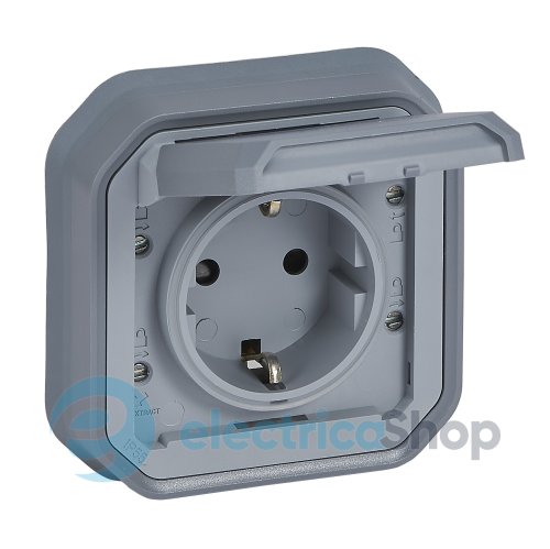 Розетка 2К+З 16А/250В из вин. клемм. встр. Legrand Plexo New 069833L серый цвет